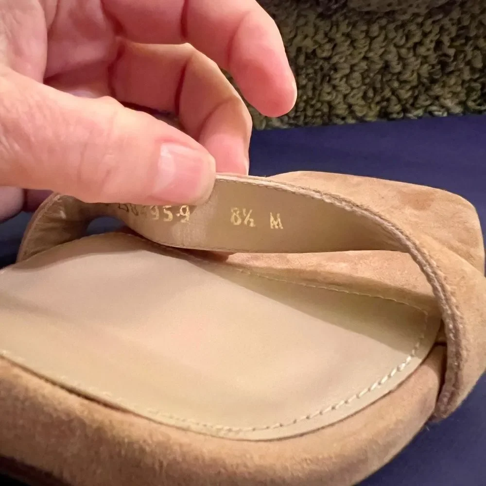 NWB Stuart Weitzman 100 Square Nudist Nude Suede Heels Sandals Shoes 8.5 M